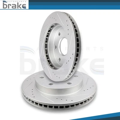 Kit de 2 rotores de freno de disco delanteros perforados y ranurados para Cadillac Escalade 2002-2006 Foto 1 de 4