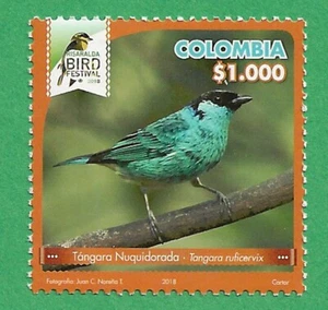 Colombia 2018 MNH Golden-naped Tanager Risaralda Bird Festival stamps - Picture 1 of 1