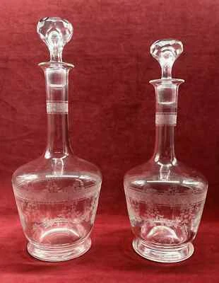 Decanter In Cristallo Saint Louis Papin 2 Caraffe A Vino Cristallo Grave - Immagine 1 di 4