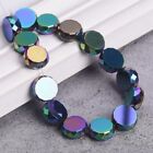 10pcs 10mm 12mm Colorful Plated Flat Round Faceted Crystal Glass Loose Beads