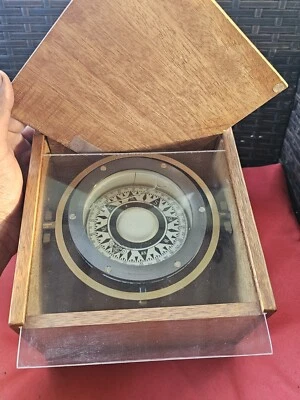  Vintage Daiko Keiki Marine compass with Wooden box Size 4 Osaka Japan Untested  - Image 1 of 4