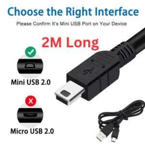 2m Long USB (MINI V3) Charging Cable For RIDER START,SAT,NAV,GO,LIVE,VIA,ONE - Picture 1 of 9