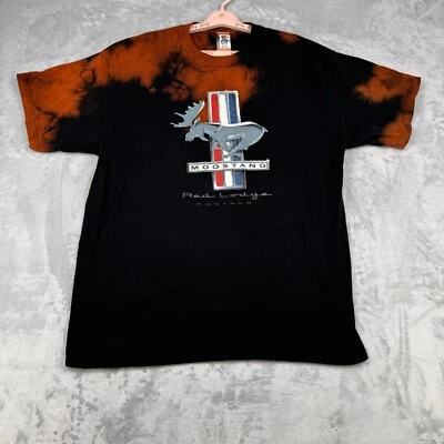 Duck Co Moostang Shirt Men XL Tie-Dye Black Orange Lodge Montana Graphic Tee - Image 1 of 4