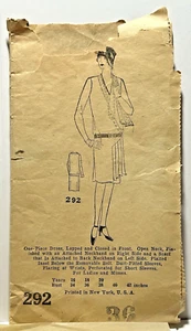 Antico ABITO donna anni 20 senza marchio modello cucito #292 dropwaist misura busto 38" - Foto 1 di 9