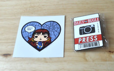 Funko Spider-Man Blue Daily Bugle Pin And Mary Jane Sticker *NEW*