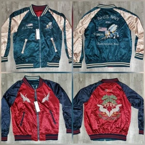 Japan Souvenir Tour Jacket Reversible Satin/Velvet Mens Sz Large - Picture 1 of 11