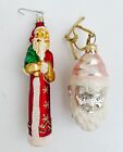 Vintage Mercury Glass Christmas Ornament Santa Face Silver Pink Czech Germany
