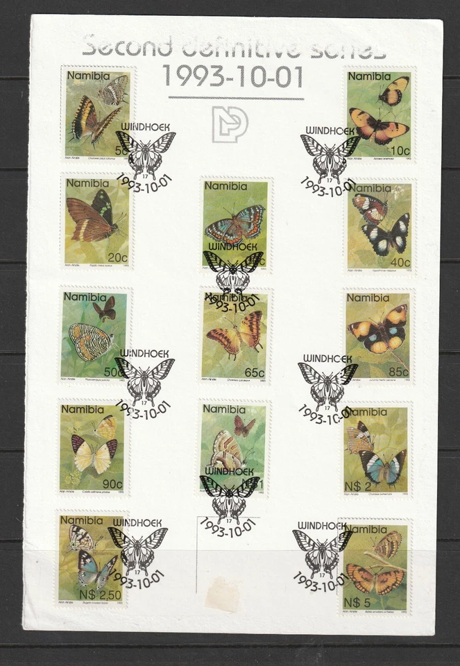 Namibia 1993 Butterfly defs en tarjeta FD, SG 623/35, Nota Foto 1 de 1