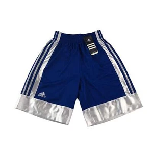 Adidas basketball shorts blue and white panel design with three stripes - Picture 1 of 11