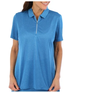 CALLAWAY Womens 1/4 Zip Blue S/S Golf Polo SHIRT M (8-10) NWT - Picture 1 of 3