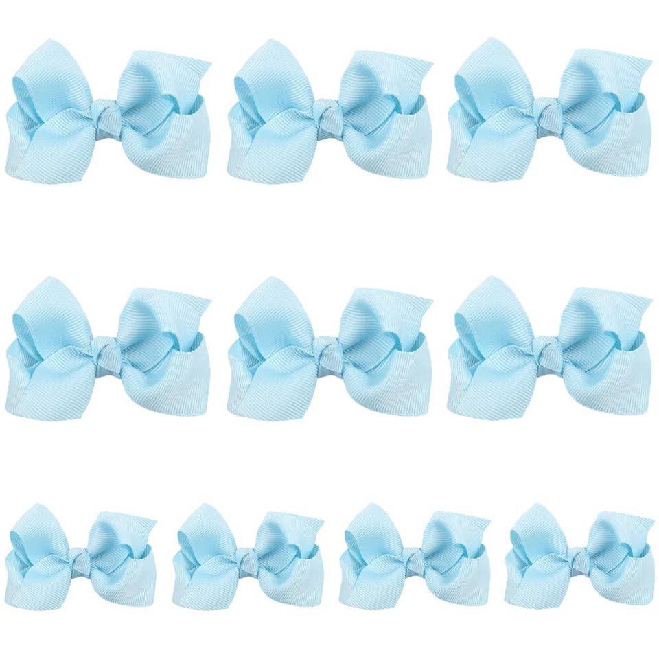 10 Packs Baby Girl Kid Children Solid Hairpin Bow Ribbon Hair Clips WO1002A - Image 1 of 1