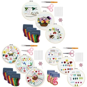 Embroidery Kit for Beginners DIY Floral Embroidery Kit with Instructions 3PCS - Picture 1 of 15