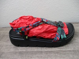 Alegra Sandal Women 37 Black  6.5 US Zoe Satin Strap Floral Casual Comfort Shoe - Picture 1 of 17