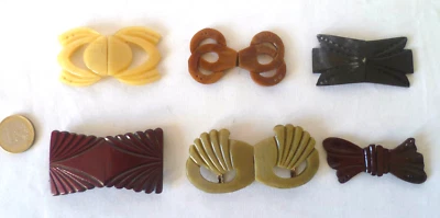 6 BOUCLES DE CEINTURE ANCIENNES FANTAISIE ANNÉES 1940/50 (3) - Photo 1/4