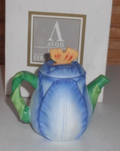 New Vintage Avon 1995 Season's Treasures Miniature Teapot Collection- Blue Tulip - Picture 1 of 7