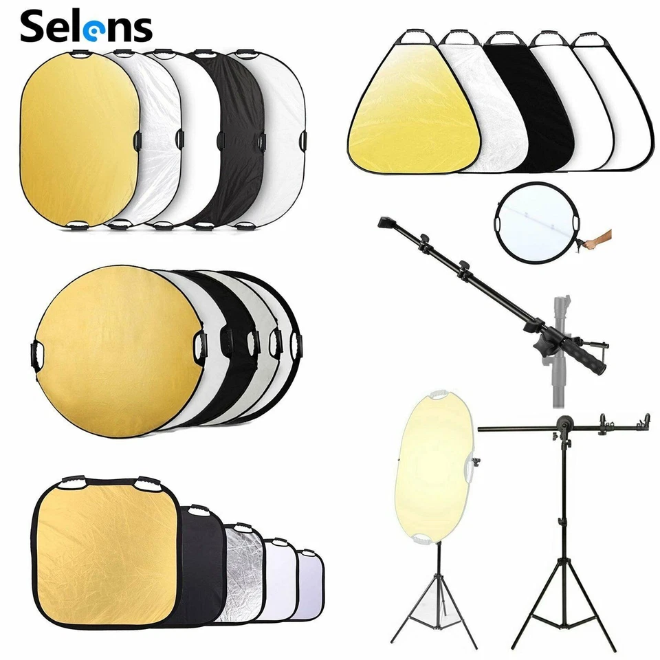 Kit de fotografía flash plegable y mango reflector de luz portátil Selens 5 en 1 Pro