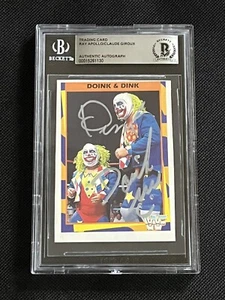 DOINK THE CLOWN & DINK 1995 MERLIN WWF SIGNED AUTOGRAPHED CARD BAS AUTHENTIC - Picture 1 of 2