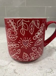 TAMMY VALENTINE 17oz Red Heart Painted Spectrum Designz Mug Cup Stoneware 2022 - Picture 1 of 7