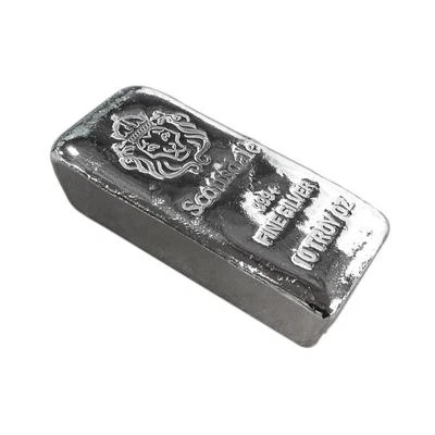 10 oz .999 Silver Bar by Scottsdale Mint Loaf Pour "Chunky" #A396 - Image 1 of 4