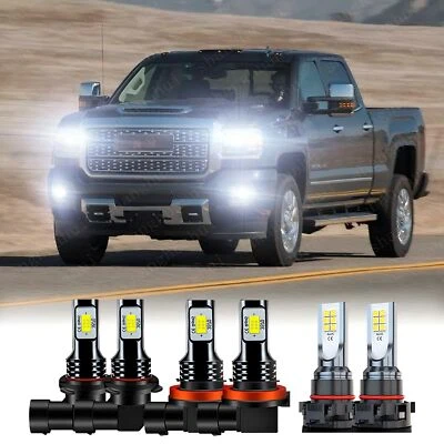 Kit de lâmpadas de neblina para faróis de LED Fit GMC Sierra 1500 2500HD 3500HD 2007-2019 - Imagem 1 de 4