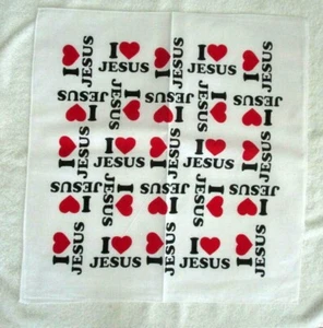 White with Multiple I Love Jesus Bandanna Double Sided Head Wrap Scarf Wristband - Picture 1 of 1