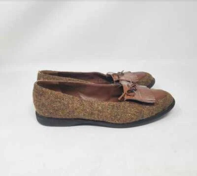 女式 9.5 b 复古 Bottega Veneta 意大利制造粗花呢乐福鞋 — 第 1/4 张图片