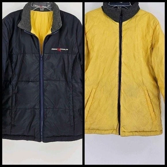 Zeroxposur Mens Reversible Puffer Navy/Yellow Zip Front Jacket with Pockets Sz S - Image 1 of 4