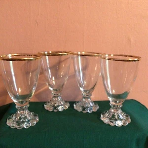 Vintage Set of 4 Berwick Boopie GOLD RIM Anchor Hocking 4.5 Inch Juice Goblets - Picture 1 of 10