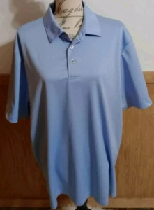 Roundtree & Yorke Men's XL Performance SS Blue Polo Shirt Patterned Golf GUC - Picture 1 of 8