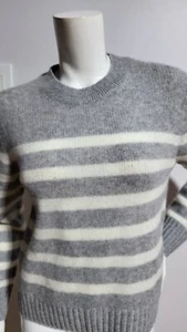 NEW WHITE + WARREN WOMEN'S 100% SOFT CASHMERE STRIPED CREWNECK SWEATER SIZE M - Picture 1 of 4