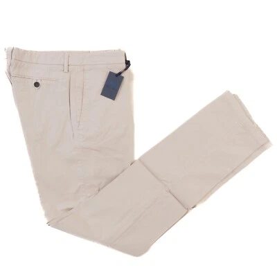 全新带标签 CESARE ATTOLINI 201 裤子棉质 EA US:31 EU:47 修身合身米色 — 第 1/4 张图片