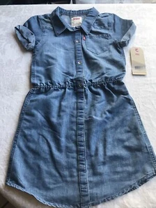 NWT LEVI’S Girl’s Short Sleeves Shirt Dress Size Small (5/6) Blue - Picture 1 of 6