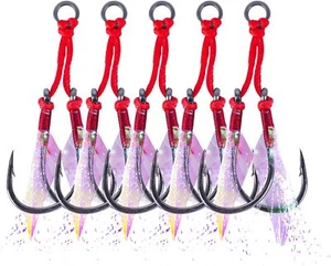 10 pares de ganchos dobles de asistencia a la pesca plantillas de caída lenta rápida gancho vertical jigging - Imagen 1 de 7