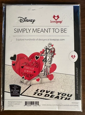 Lovepop Disney Nightmare Love You to Death 3-D Pop-Up Cartão de Dia dos Namorados - NOVO - Imagem 1 de 3