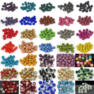 10Pcs Quality Czech Crystal Rhinestones Pave Clay Round Disco Ball Spacer Beads - Picture 1 of 56