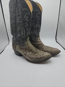Justin Men's Size 9E Gray Python Leather Snakeskin Western Cowboy Boots USA 8681 - Picture 1 of 19