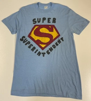 Camiseta Superintendente Vintage Talla M Superman Parodia Hecha a Mano Puntada Única Años 70 Foto 1 de 4