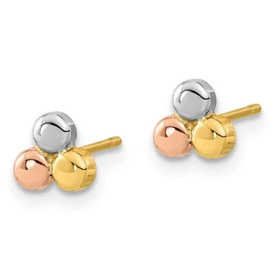 Diseños de Nathan | Pendientes de poste de bola con racimo de oro tricolor de 14 k | 5,9 x 5,5 mm Foto 1 de 4