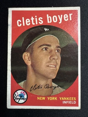 1959 Topps Cletis Boyer #251 New York Yankees *En muy buen estado-excelente* + tarjeta de bonificación Foto 1 de 3