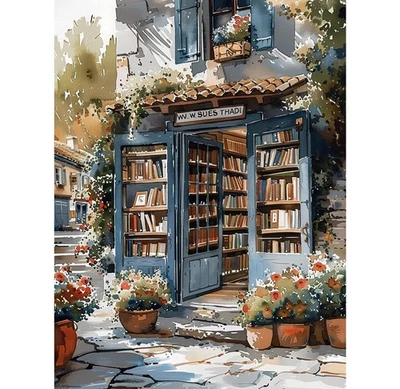 Paint by Numbers for Adults, Bookstore Painting by Number Canvas Kits with Acryl - Image 1 of 4