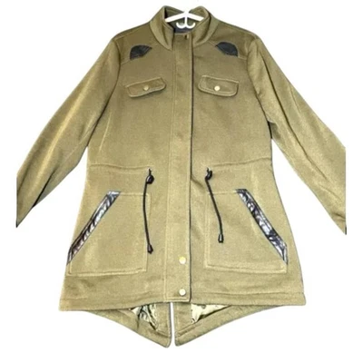 Yoki Jacket Womens Size Large Brown Green Military Style Adjustable Waist Pocket - Image 1 of 4