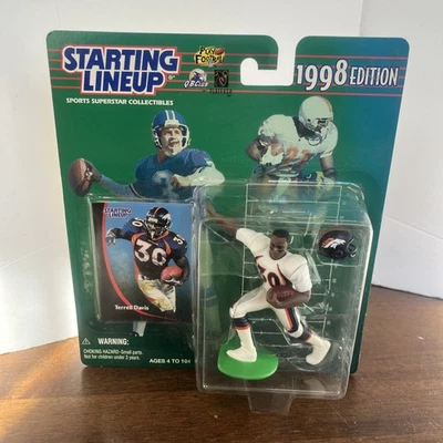 肯纳首发阵容人偶特雷尔·戴维斯 1998 年丹佛野马队 NFL 公仔全新包装 V — 第 1/4 张图片