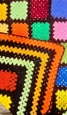 Manta afgana tejida a ganchillo hecha a mano de colección abuela cuadrada Cottagecore Foto 1 de 3