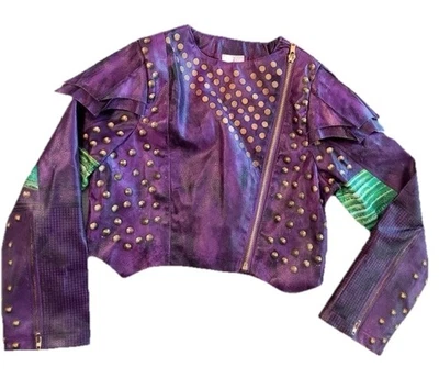 迪士尼商店服装后代 Mal Moto 夹克尺寸青少年 9-10 正品罕见 — 第 1/4 张图片