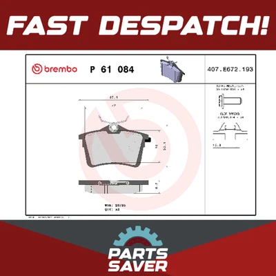 Conjunto de pastilhas de freio compatível com PEUGEOT PARTNER traseira 2013 em qualidade Y4F1 Brembo 1608520480 - Imagem 1 de 4