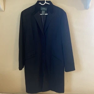 Lauren by Ralph Lauren Wool Blend Coat in Black With Velvet Collar Size 16 - Picture 1 of 18