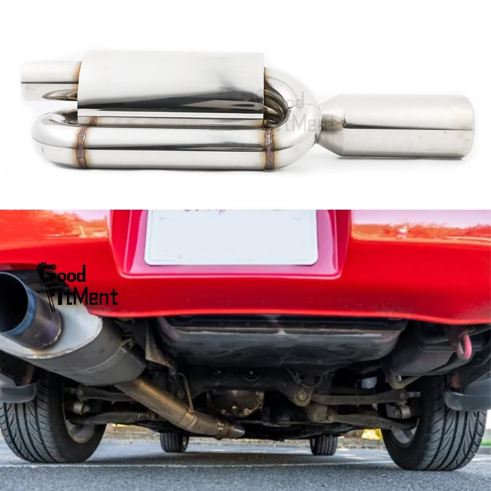 For Nissan 240SX 1989-1998 Twin Exhaust Muffler 2.5" Inlet 4.0" Tip Stainless US - Image 1 of 4