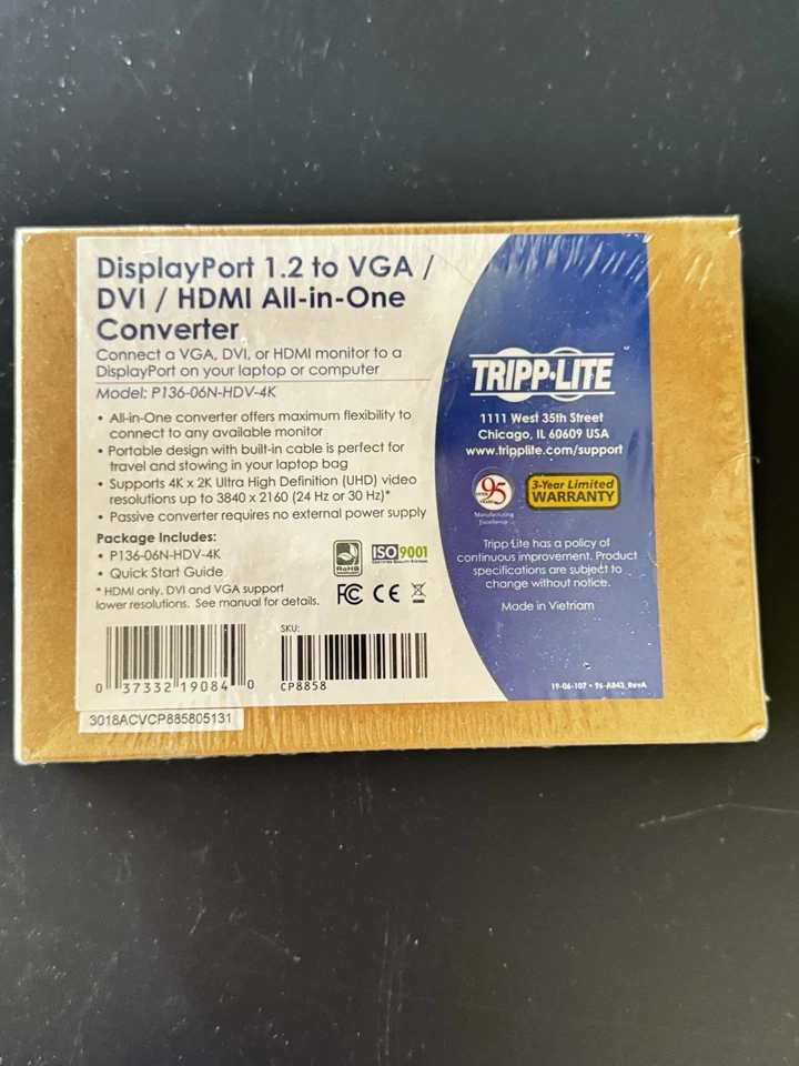 Tripp Lite DisplayPort 1.2 to VGA/DVI/HDMI All-in-One Cable P136-06N-HDV-4K - Image 1 of 1