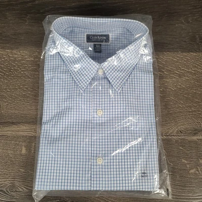 CLUBROOM 男式正装衬衫浅蓝色格子领长袖 18 1/2 - 36/37 — 第 1/4 张图片