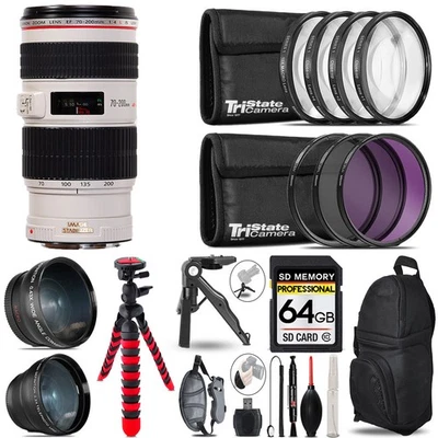 Canon RF 70-200mm IS USM Lens - 3 Lens Kit + Tripod + Backpack - 64GB Kit - Image 1 of 4